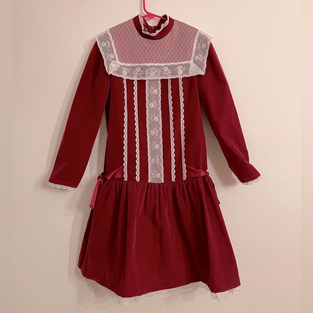 Vintage Girls sz 10 Bonnie Jean Velvet Holiday Dress